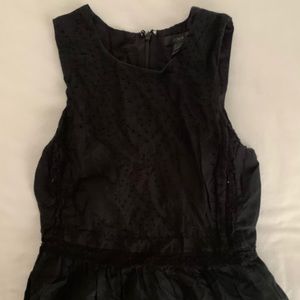 JCrew Black Eyelet Ruffle Tank